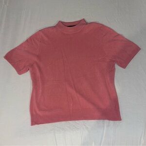 Sag Harbor Vintage 80s Short Sleeves Mock Turtleneck Pink Sweater Womens XL